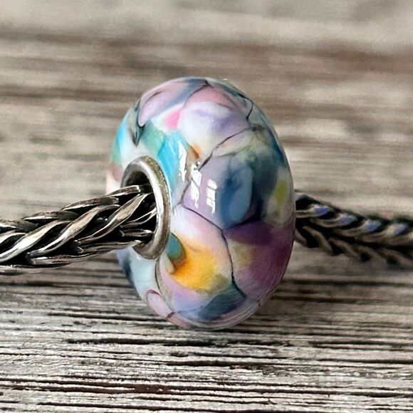 Summersday Artisan Trollbeads Style Trollstone Pastel Muted Blue Purple Teal NEW - Picture 1 of 11